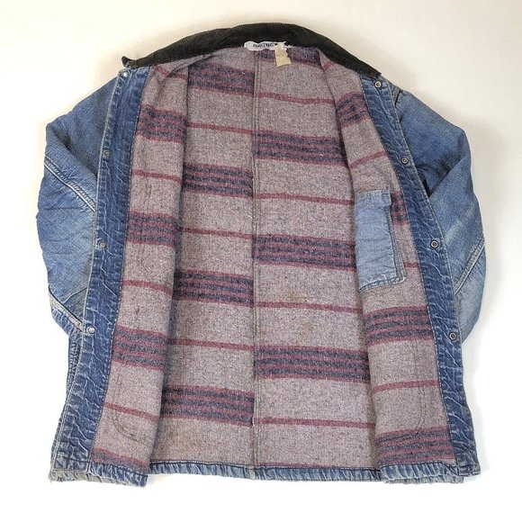 Dubble Ware 60's Denim Chore Jacket Wool Blanket Lined Vintage Workwear Coat - Picture 7 of 16